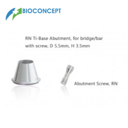 Bioconcept digital Ti-Base for Straumann Tissue Level RN with screw, for bridge/bar, D5.5mm, H3.5mm