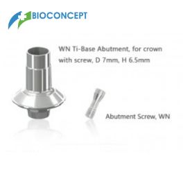 Bioconcept digital Ti-Base for Straumann Tissue Level WN with screw, for crown, D7.0mm, H6.5mm
