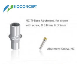 Bioconcept digital Ti-Base for Straumann Bone Level NC with screw, for crown, D3.8mm, H3.5mm