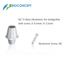 Bioconcept digital Ti-Base for Straumann Bone Level NC with screw, for bridge/bar, D4.5mm, H3.5mm