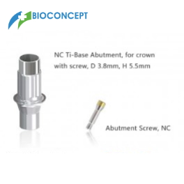 Bioconcept digital Ti-Base for Straumann Bone Level NC with screw, for crown, D3.8mm, H5.5mm