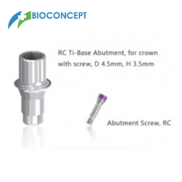 Bioconcept digital Ti-Base for Straumann Bone Level RC with screw, for crown, D4.5mm, H3.5mm