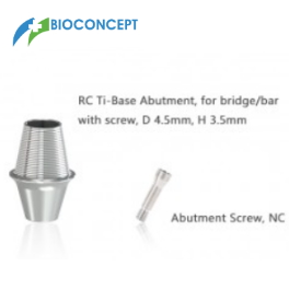 Bioconcept digital Ti-Base for Straumann Bone Level RC with screw, for bridge/bar, D4.5mm, H3.5mm